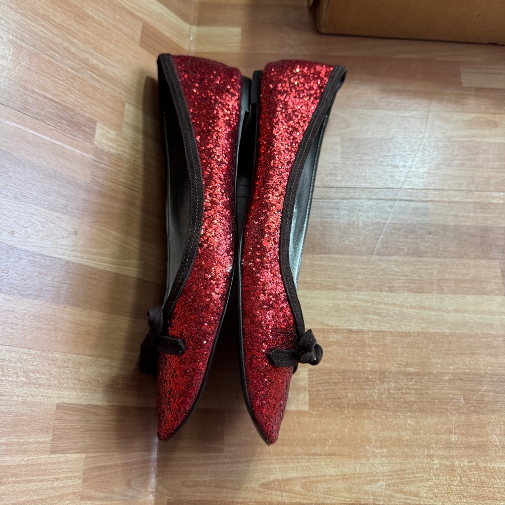 J.Crew ballet flats glitter flame red sparkle flat shoes wizard of oz size 8.5 - Picture 10 of 12